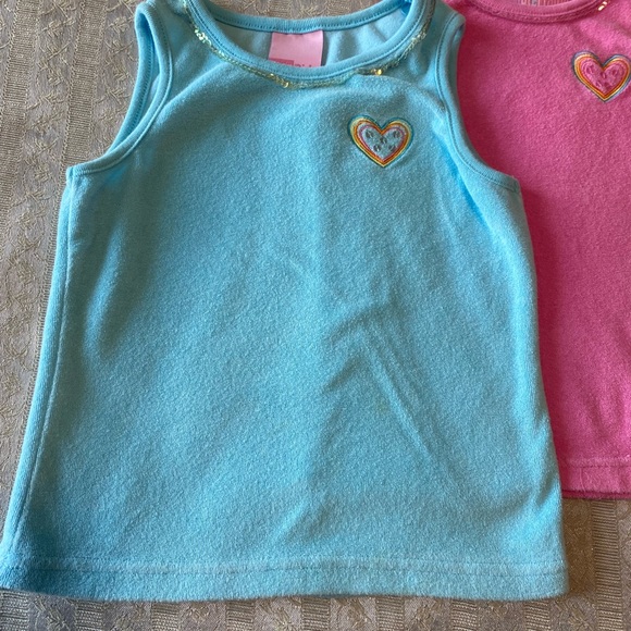 Pink and turquoise rainbow heart tanks and pants bundle - Picture 6 of 9